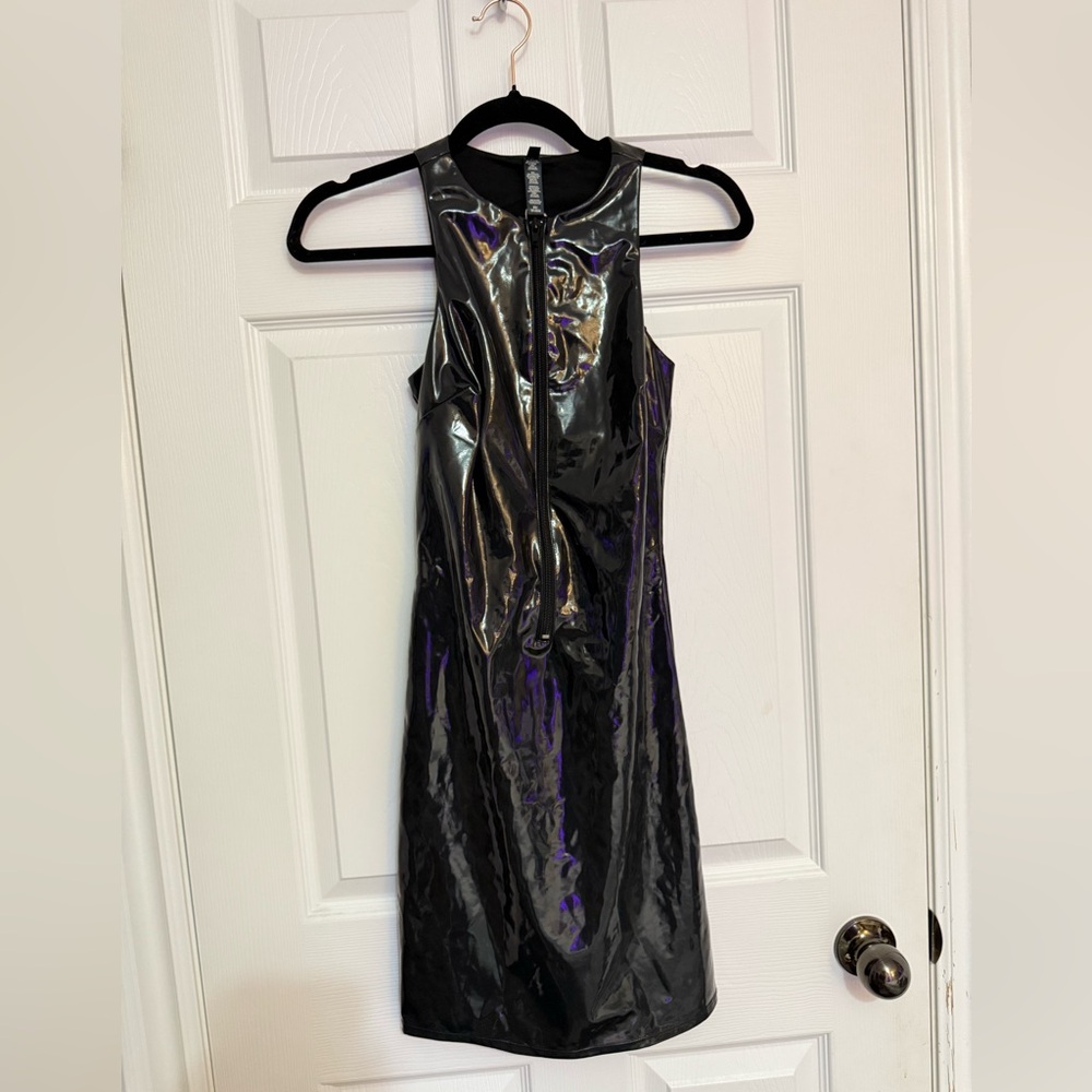 SALE SKIMS black stretch vinyl sleeveless dress